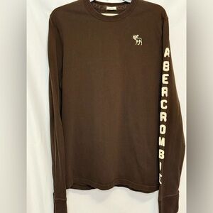 Abercrombie & Fitch Brown Long Sleeve Muscle Fit Logo Shirt Size XXL